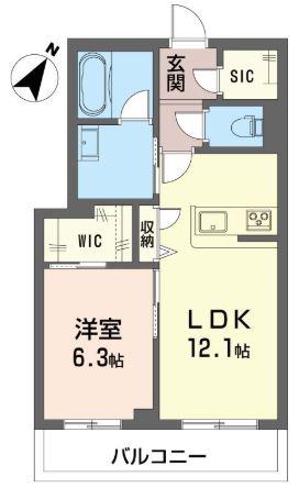 ル・ヴァンベェール(1LDK/2階)の間取り写真
