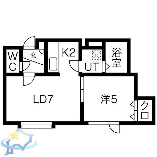グラウディ(1LDK/1階)の間取り写真