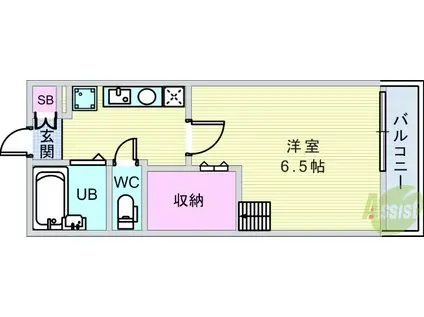 レジデンスローズ(1K/2階)の間取り写真