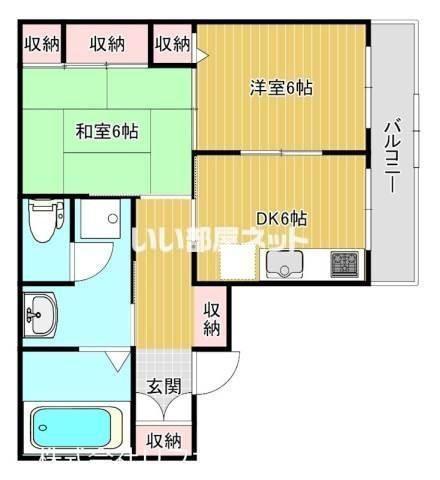 スリム馬場(2DK/1階)の間取り写真