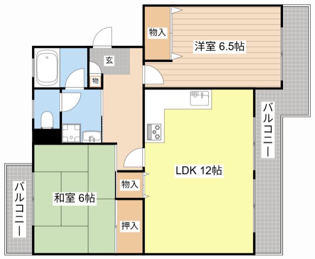 ラスディ守山(2LDK/1階)の間取り写真