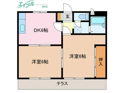 プロスペリティ高阪 B(2DK/1階)の間取り写真