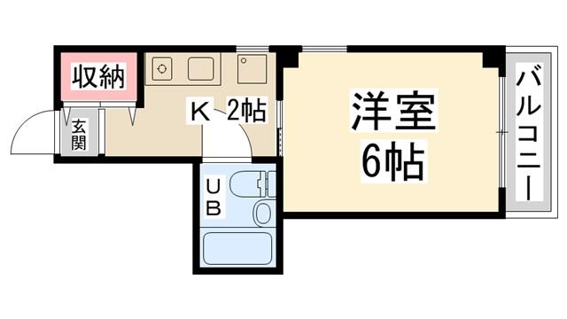 ミツワ小戸ビル(1K/6階)の間取り写真