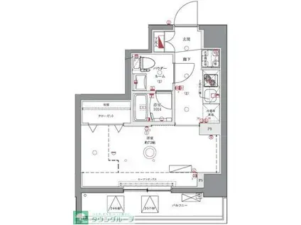 ユリカロゼAZ亀戸II(1K/8階)の間取り写真