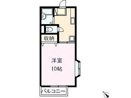 カーサ天神(1DK/2階)の間取り写真