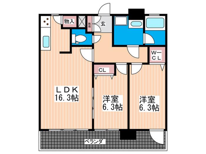  BANKARA PLACE(2LDK/9階)の間取り写真