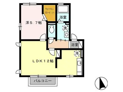 クレシエンドA(1LDK/2階)の間取り写真