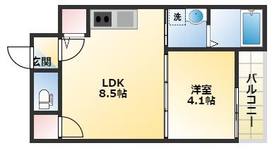 F ASECIA CLOTHO(1LDK/1階)の間取り写真