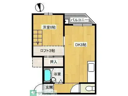 ルピナス(1DK/2階)の間取り写真