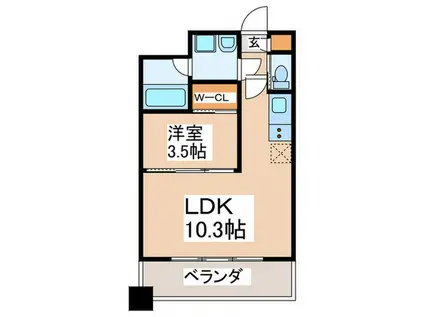 プレジオ弁天町EURO(1LDK/5階)の間取り写真