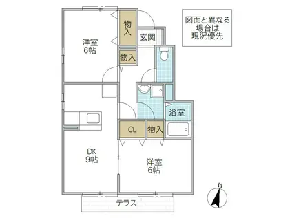 プレアデス見川C棟(2DK/1階)の間取り写真