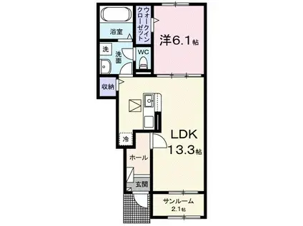 富夢想家 十一番館(1LDK/1階)の間取り写真