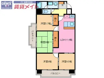 センチュリーハイランド(4LDK/4階)の間取り写真