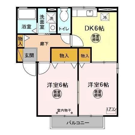 グローリー(2DK/2階)の間取り写真