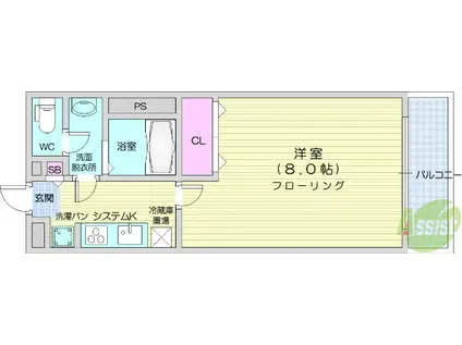 リブリ・T&C旭の森(1K/2階)の間取り写真