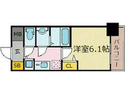 プレサンス新大阪ザシティ(1K/9階)の間取り写真