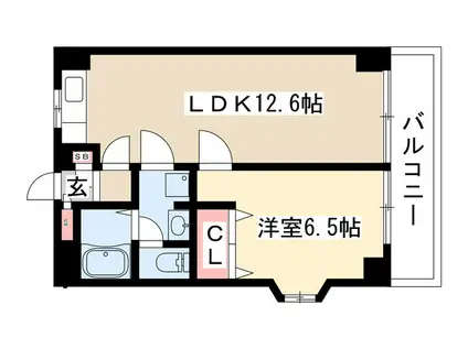 ガーデンパレス桜山(1LDK/1階)の間取り写真