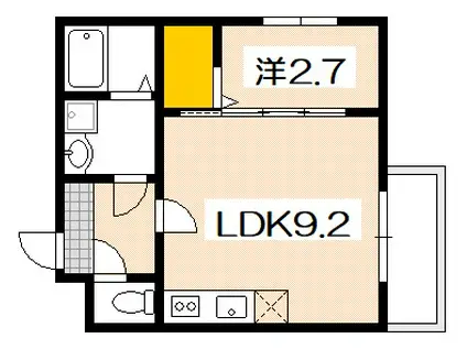 トラスティレジデンス地御前東館(1LDK/1階)の間取り写真