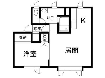 鈴木マンションC棟(1LDK/2階)の間取り写真