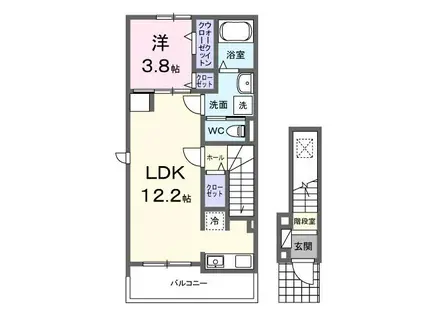 ヴォーグI(1LDK/2階)の間取り写真