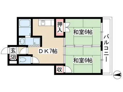 ハイツなかえ(2DK/5階)の間取り写真