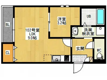 GRANDTIC COCON FUNAIRI(1LDK/1階)の間取り写真
