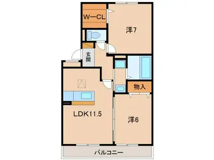 ファミリーメイト矢田A棟(2LDK/1階)の間取り写真