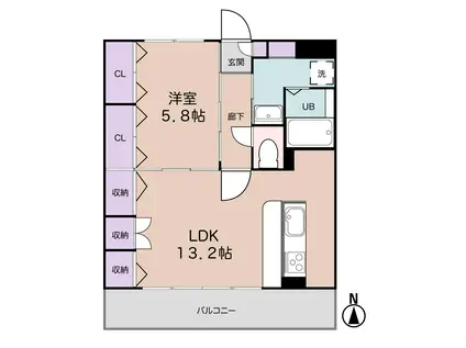 ロイヤル岩切VII(1LDK/1階)の間取り写真