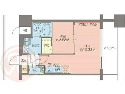 プレジオ弁天町EURO(1LDK/3階)の間取り写真