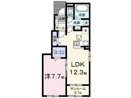 リーベ佐久CURRENT II(1LDK/1階)の間取り写真