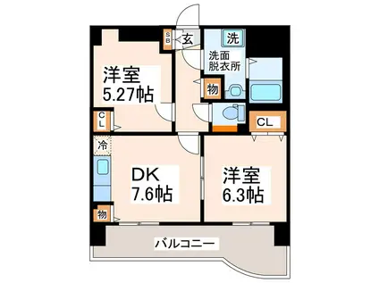 BRILLANTE PIAZZA(2DK/4階)の間取り写真