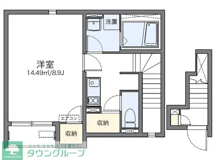 レオネクスト光(1K/2階)の間取り写真
