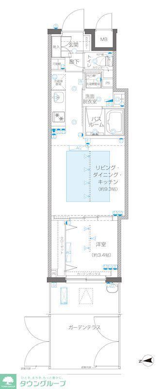 ZOOM信濃町(1LDK/1階)の間取り写真