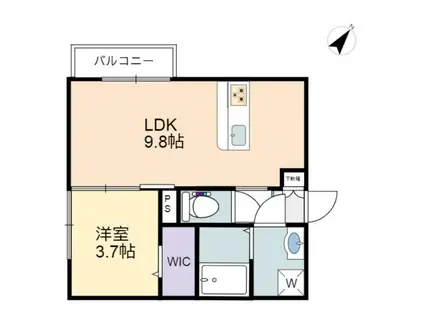 アーブルヴィラージュB棟(1LDK/2階)の間取り写真