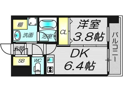 エスタート御幣島(1DK/4階)の間取り写真