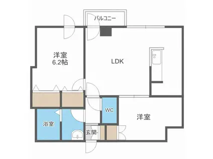 フェリーチェ1(2LDK/4階)の間取り写真