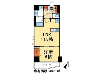 グランカーサ三ノ輪(1LDK/5階)の間取り写真