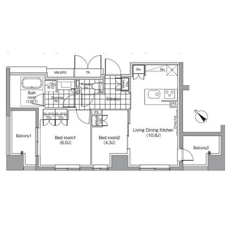 パークハビオ赤坂 7階階 間取り