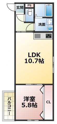 グランオリオン柏田東町(1LDK/2階)の間取り写真