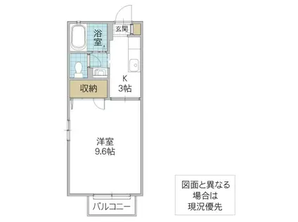 グランメゾン笹野(1K/1階)の間取り写真