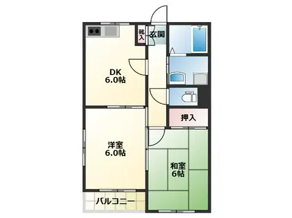 メープルアイ(2DK/2階)の間取り写真