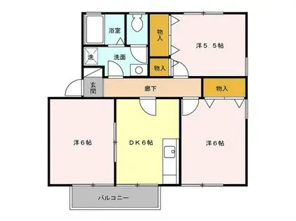 プランドール(3DK/2階)の間取り写真