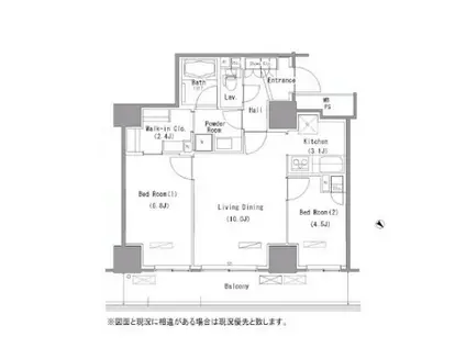 PARK AXIS 豊洲(2LDK/13階)の間取り写真