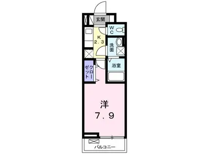 シティ オブ ドリームズ九品寺(1K/2階)の間取り写真