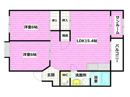 カルチェ堀田 I(2LDK/2階)の間取り写真