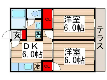 りんご館(2DK/1階)の間取り写真