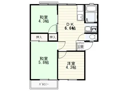 グリーンハイツ(3DK/2階)の間取り写真