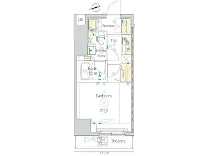 HY S 上野松が谷(1K/5階)の間取り写真