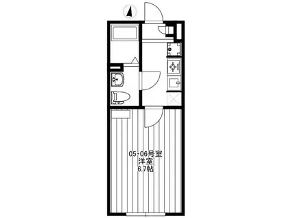 ルミノソ柴又(1K/2階)の間取り写真