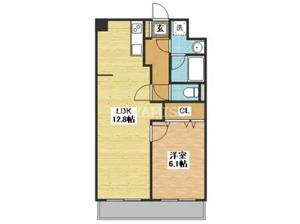 フロンティア八天(1LDK/4階)の間取り写真